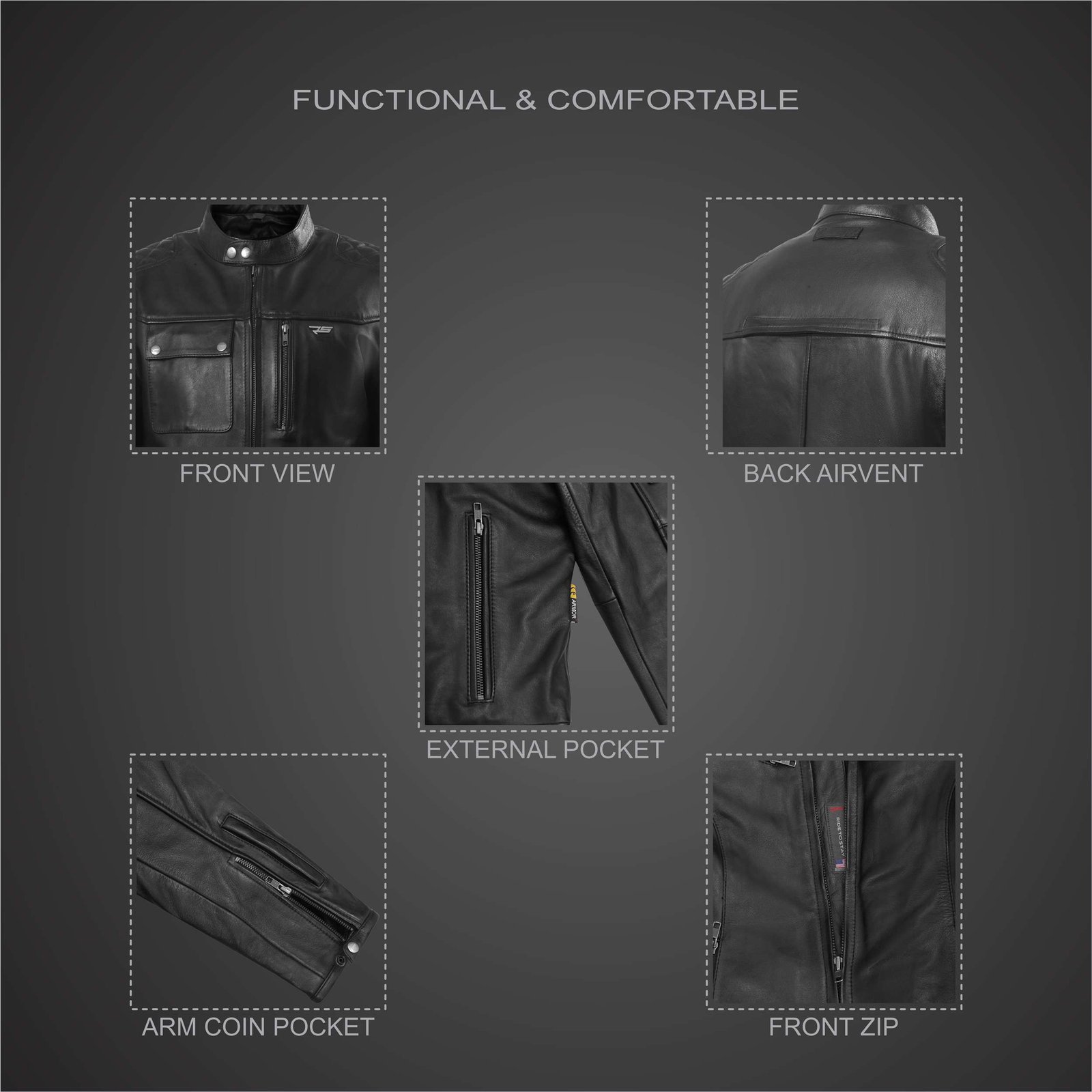 GLEN MOTORCYCLE LEATHER JACKET FOR MEN - Image 4