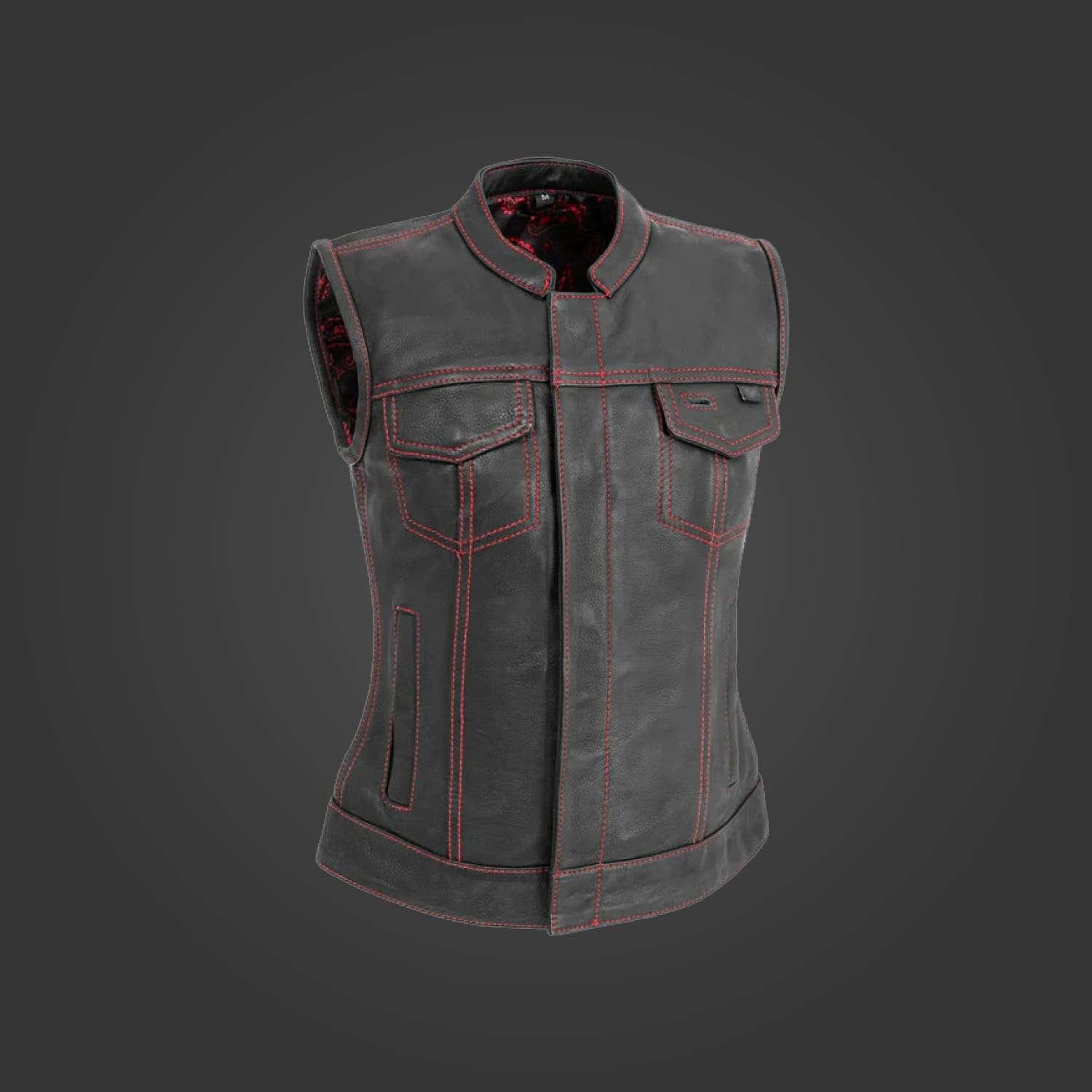 SUSAN MOTORCYCLE LEATHER VEST FOR WOMEN